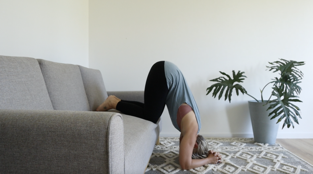 forward leaning inversion on couch